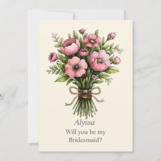 Whimsical Pink Posy Bouquet Bridal Party Proposal