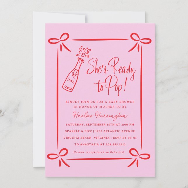 Whimsical Pink prêt à pop Baby shower Invitation (Devant)