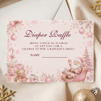 Whimsical Pink Santa Diaper Raffle