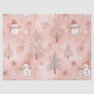 Whimsical Pink Snowman Christmas - Winter (1) Tissue Paper