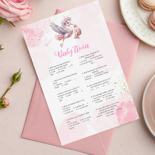 Whimsical Pink Stork Baby Shower Trivia Game