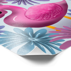 Whimsical Pink Swan: Pastel Floral Dream Pattern Photo Print