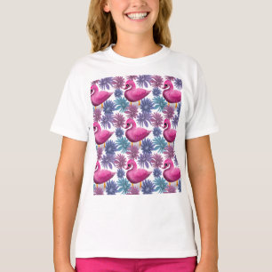 Whimsical Pink Swan: Pastel Floral Dream Pattern T-Shirt