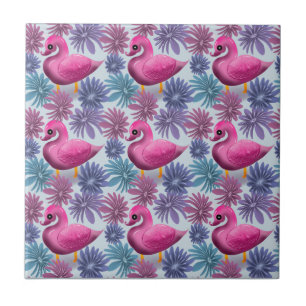 Whimsical Pink Swan: Pastel Floral Dream Pattern Tile