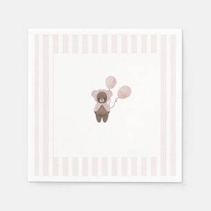 Whimsical pink teddy bear napkin