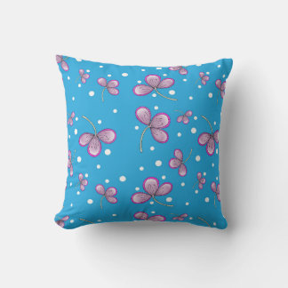 Whimsical Pink Three-Petal Throw Pillow