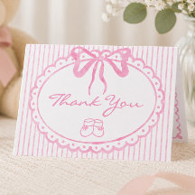 Whimsical Pink Watercolor Bow Stripe Baby Shower