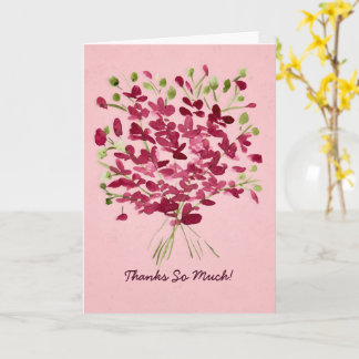 Whimsical Pink Watercolor Floral Bouquet Thank You Card