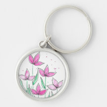 Whimsical Pink Watercolor Flowers