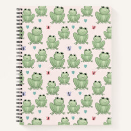 Whimsical Pink Watercolor Frog Nursery Notebook