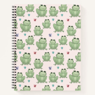 Whimsical Pink Watercolor Frog Nursery Notebook