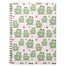 Whimsical Pink Watercolor Frog Nursery Notebook