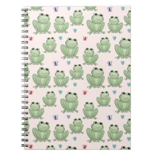 Whimsical Pink Watercolor Frog Nursery Notebook
