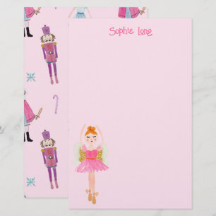Whimsical Pink Watercolor Nutcracker Ballerina Stationery