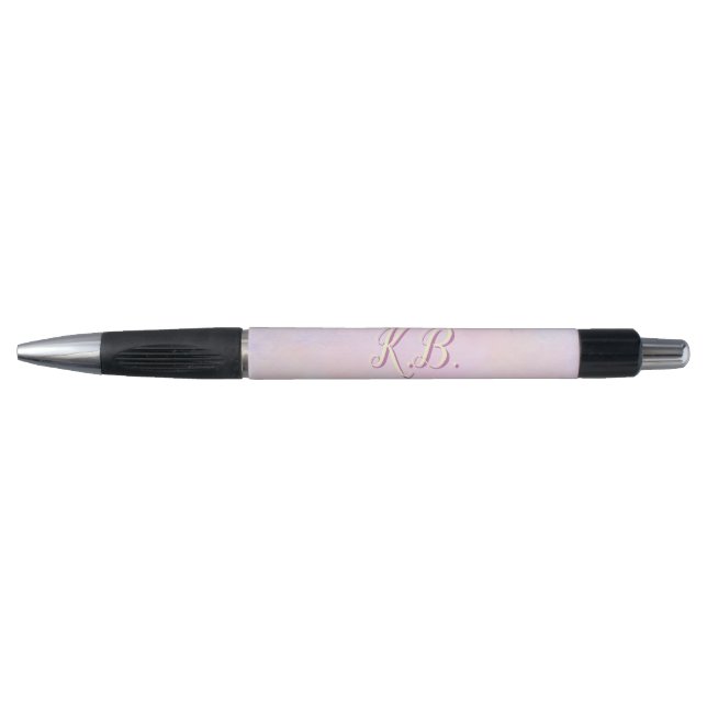 Whimsical Pink Watercolored Monogrammed  Pen (Front)