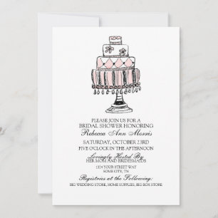 Whimsical Pink Wedding Cake Bridal Shower Invitation