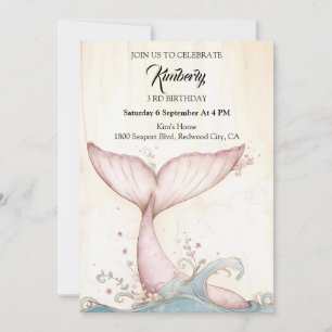 Whimsical Pink Whale Tail Invitation
