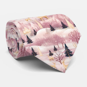 Whimsical Pink Winter Landscape (1) Tie