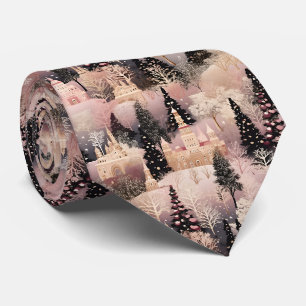 Whimsical Pink Winter Landscape (2) Tie