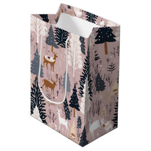 Whimsical Pink Winter Landscape (3) Medium Gift Bag