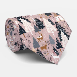 Whimsical Pink Winter Landscape (3) Tie