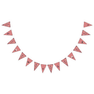 Whimsical pink witch themed bunting flags