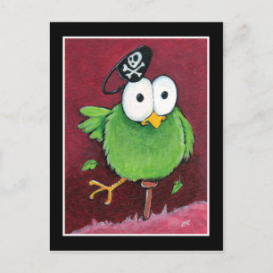 Whimsical Pirate Bird with Wooden Leg Postcard