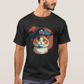 Whimsical PIRATE Cat Steals the Show vintage T-Shirt