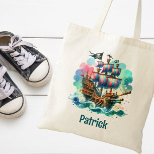 Whimsical Pirate Ship  Tote Bag