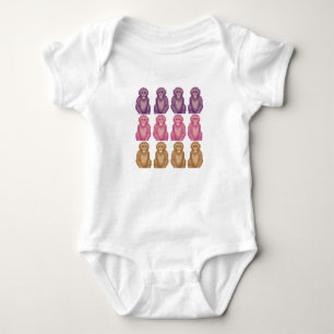 Whimsical Pixel Style Colourful Monkeys Baby Bodysuit