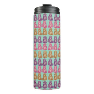 Whimsical Pixel Style Colourful Monkeys Thermal Tumbler