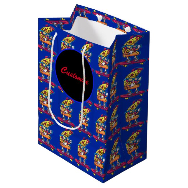 Whimsical Pizza Medium Gift Bag (Front Angled)