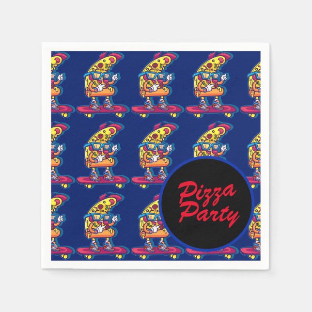 Whimsical Pizza Party Napkin (Front)