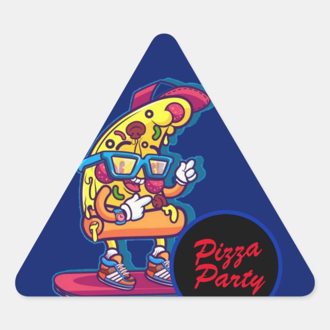 Whimsical Pizza Party Triangle Sticker (Front)