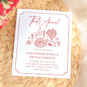 Whimsical Pizza & Wine Bridal Shower Invitation