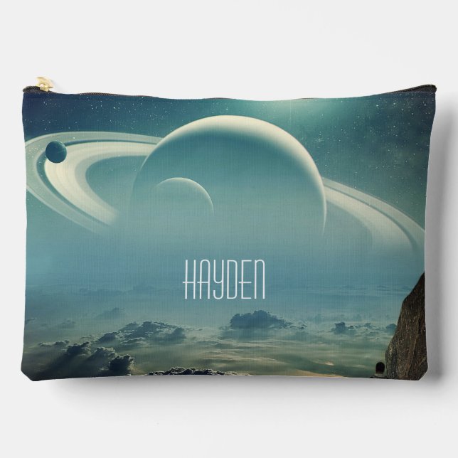 Whimsical Planets Space Dreamscape Personalised Accessory Pouch (Front)