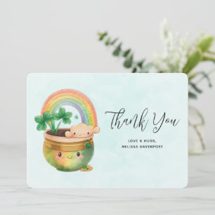 Whimsical Planter with Rainbow & Clover Thank You Card