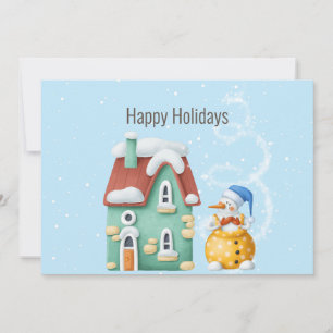 Whimsical Plasticine Snowman Customizable Holiday Card