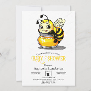 Whimsical Playful Bee Baby Shower Invitation