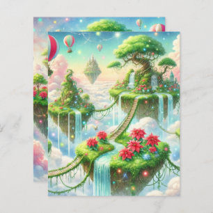 Whimsical Poinsettia Sky Islands Scrapbook Paper