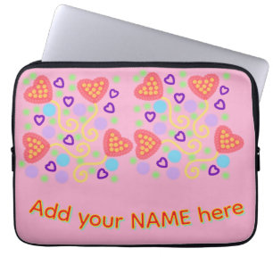 Whimsical Pointillism Heart Balloons with Confetti Laptop Sleeve