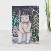 Whimsical Polar Bear and Moon Winter Art