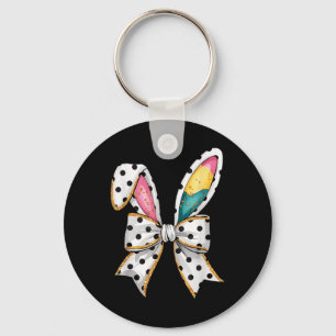 Whimsical Polka Dot Bow Ears Easter Sunday  Keychain