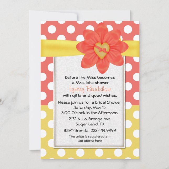 Whimsical Polka Dot Bridal Shower Invitation (Front)