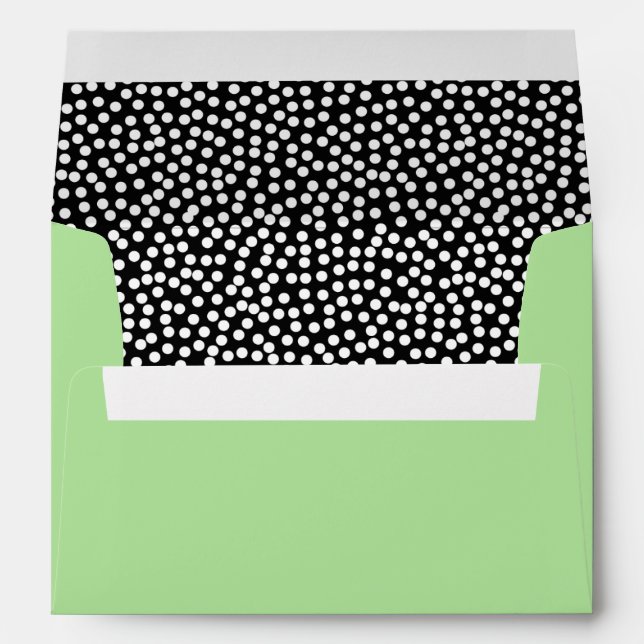 Whimsical Polka Dot Pattern with Green Envelope (Back (Bottom))