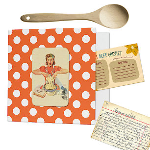 Whimsical Polka Dot Vintage Cook Recipe Organizer Binder
