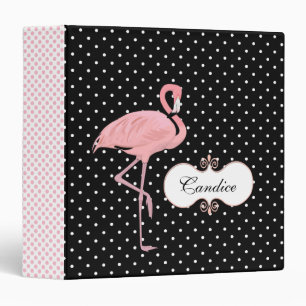 Whimsical Polka Dots & Flamingo Custom Binder