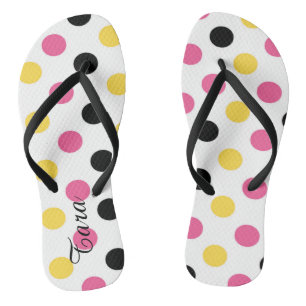 Whimsical Polka Dots Personalized Flip Flops