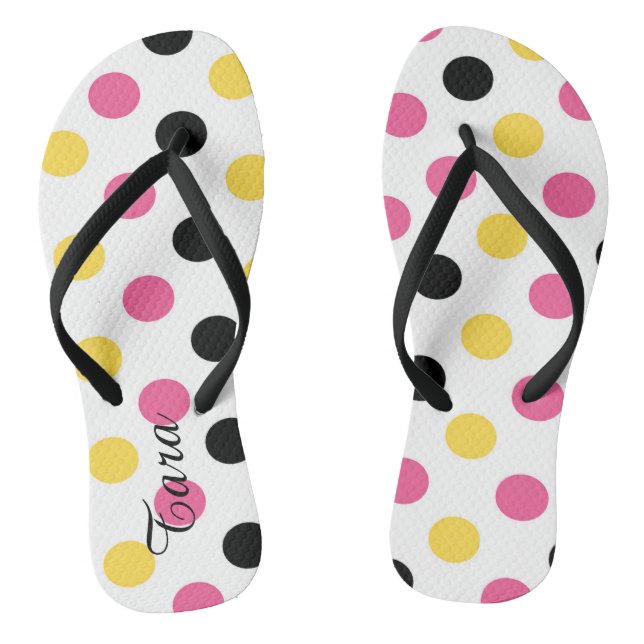Whimsical Polka Dots Personalized Flip Flops (Footbed)
