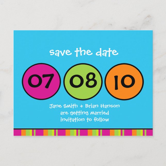 Whimsical Polka Dots Save the Date Postcard (Front)